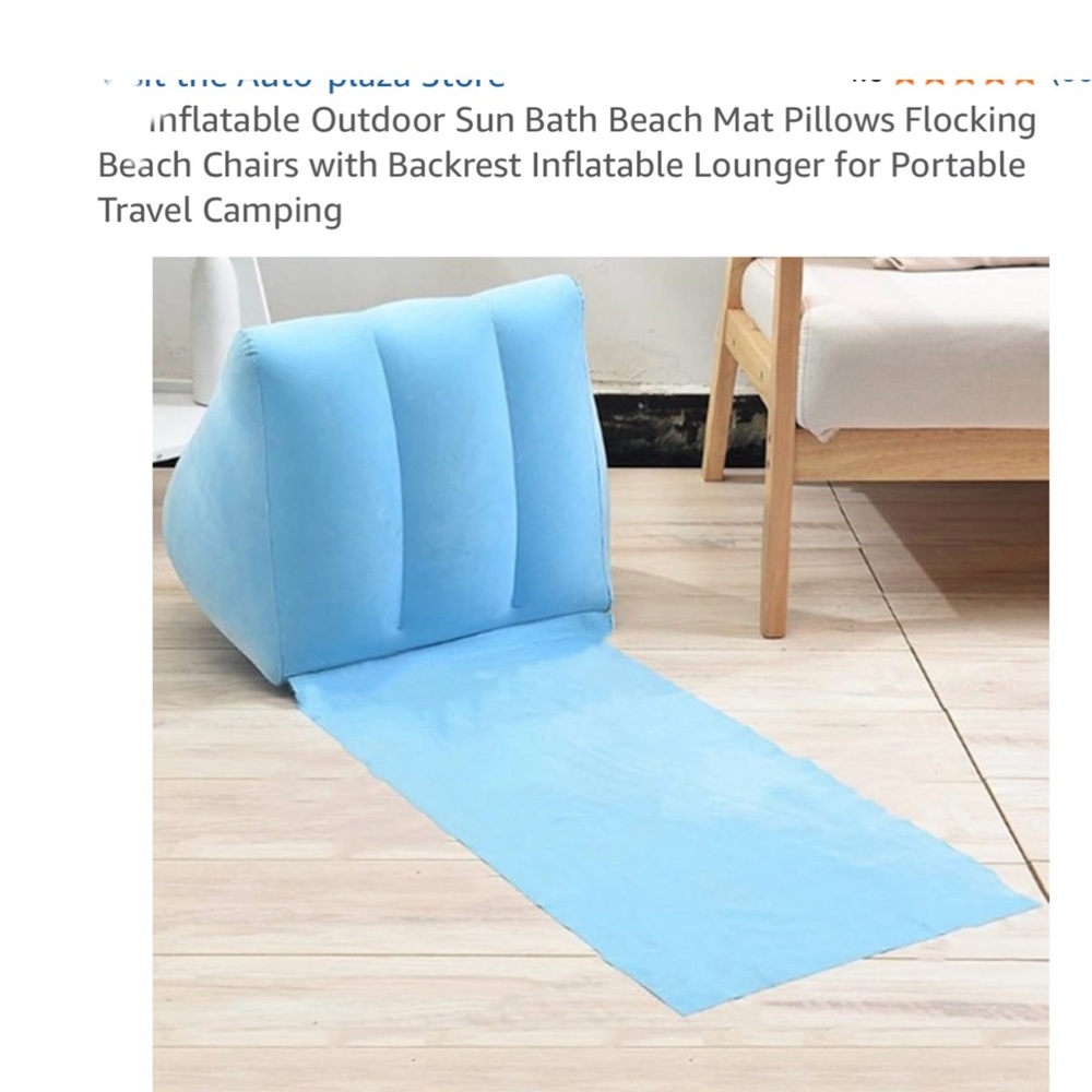 Blue Inflatable Beach Chair with Backrest